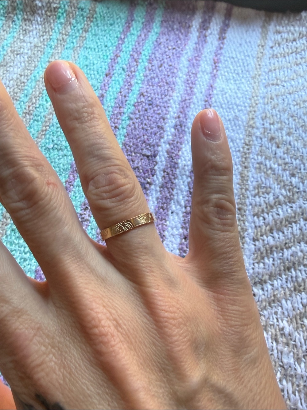 14k GF Monstera Leaf stacking band size 7